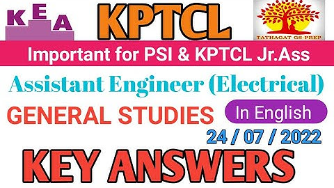 KPTCL Assistant Engineer (Electrical) GK key answers 2022|General Studies Key Answers |Today