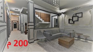 تصميم منزل 200 متر مربع بواجهة واحدة و بشكل عصري