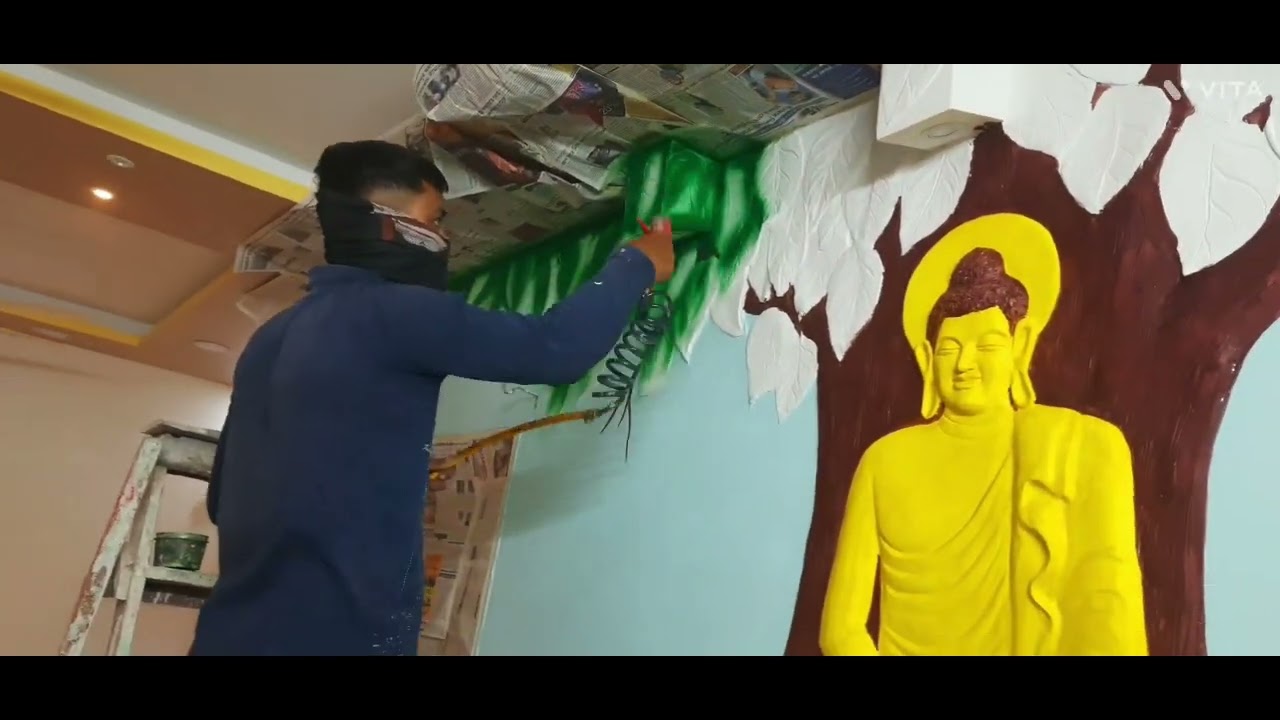 Buddha sculpture/ Wall mural/ Buddha sculpture on wall