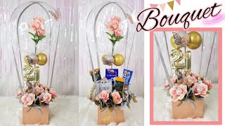 BOUQUET CON GLOB0 BURBUJA Y CHOCOLATES / ARREGLO CON GLOBOS NUMERO 21 / REGALO PARA SORPRENDER