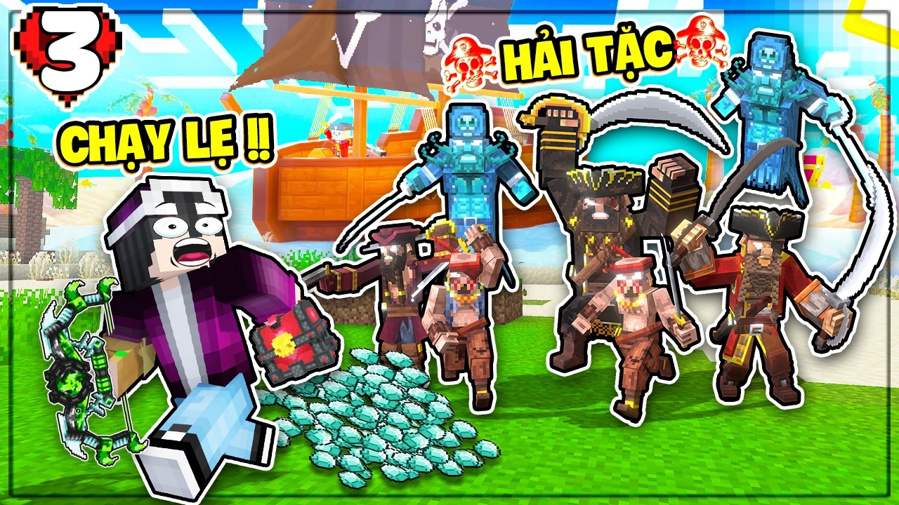 Minecraft  Linggango Tập 3 * Lộc Đột Nhập Tàu HẢI TẶC Siêu NGUY HIỂM và Mở Khóa KIẾM PHÁP MỚI!!