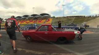 Grumblz Pac Performance Datsun Ute 13b Turbo rotary at Sydney Dragway Apsa Meet November 2015