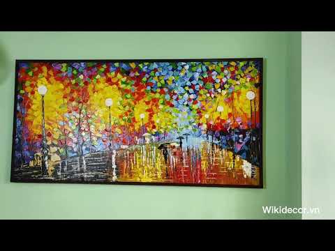 Tranh thành phố trong đêm sơn dầu