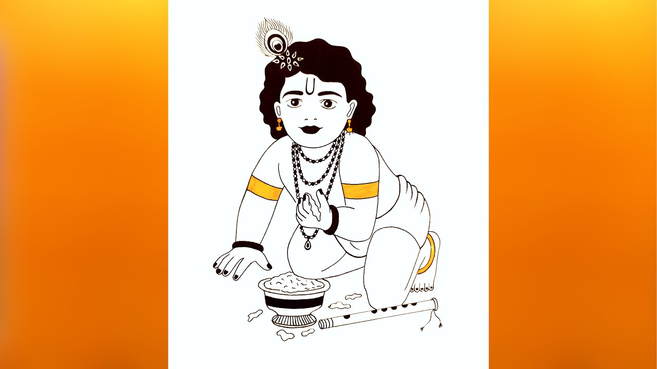 how to draw bal Krishna drawing step by step | bal krishna drawing easy ...