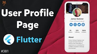 Flutter Tutorial - User Profile Page UI With Profile Picture | CircleAvatar, Stack, Positioned