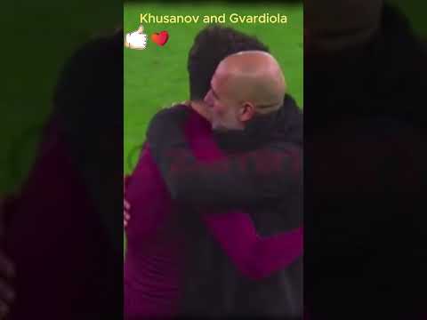 Khusanov and Gvardiola 🤝🤜🤛 #football #mancity #realmadrid #khusanov #rek #premierleague