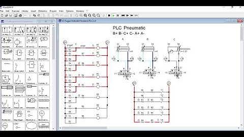 PLC Pneumatic dengan Squence B+ B- C+ C- A+ A- [FLUIDSIM]