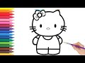 How to Draw Hello Kitty for Kids 🌈🐱 Bolalar uchun qizil Kiti qanday chiziladi