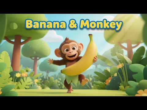 Banana & Monkey Dance 🍌🐵 | Fun Kids Song & Nursery Rhyme for Children | Joyful Beats)