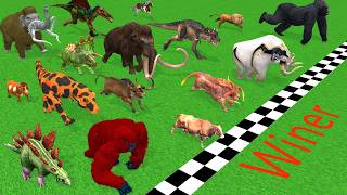 Incredible Animals Race vs Dinosaurs vs Prehistoric Mammals Speed Race Run: Who Will Win? ARBS screenshot 1