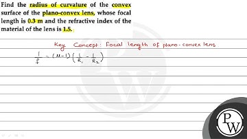 Find the radius of curvature of the convex surface of the plano-convex lens, whose focal length ...