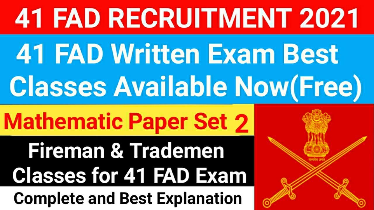 41 FAD Written Exam Paper Set 2 Solution 2021 / 41 FAD Exam Online Class for Maths Fireman, TM & MTS