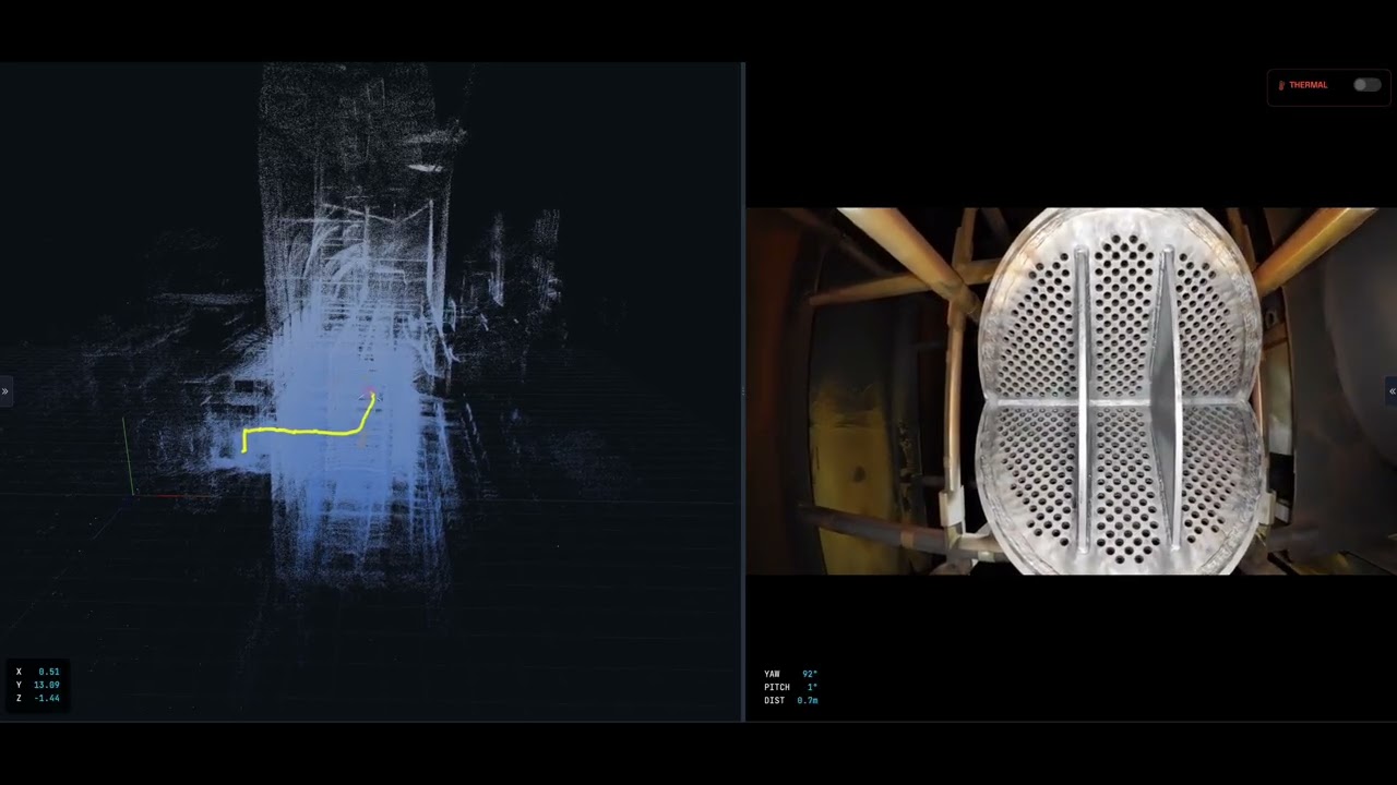 Elios 3 Inspektion eines Kondensators im Kohlekraftwerk