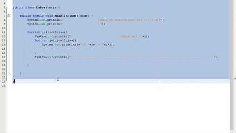 Tabla de multiplicar de los números 1,2,3,4 y 5. Java Netbeans