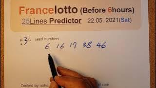 tirage fdj loto du samedi 22 mai 2021 predicteur. francelotto 22.05.2021. 25 lines predictor.