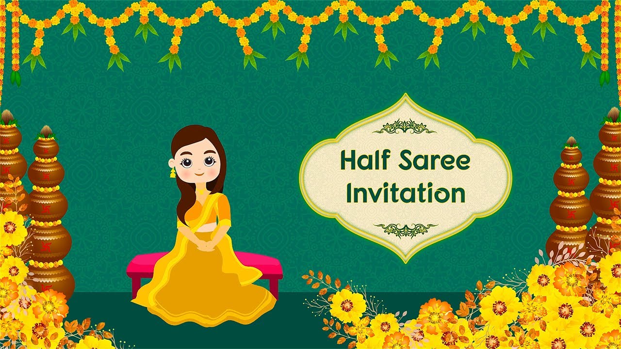 Flower Pots   4K Half Saree Ceremony Invitation Video  VideoInvitesnet Starts at Rs 69 or 099