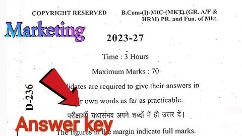 Lnmu Bcom Semester 1 marketing Answer key 2023 exam