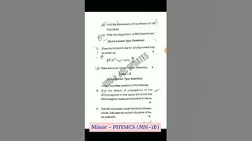 MINOR - PHYSICS, SEM-3 (MN-1B)  (2022-26) FYUGP PREVIOUS YEAR QUESTION PAPER  VBU