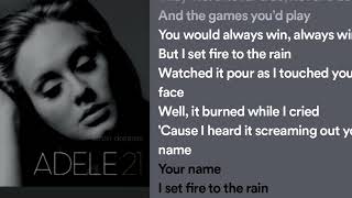 set fire to the rain -ADELE, but i set fire to the rainn #spotify #lyrics #songs #youtube #video screenshot 2