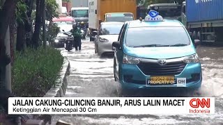 Jalan Cakung Cilincing Banjir, Arus Lalin Macet