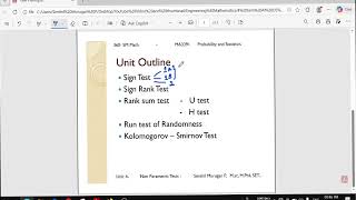 Unit 4 - Non Parametric Tests- MA3391 - Probability and Statistics