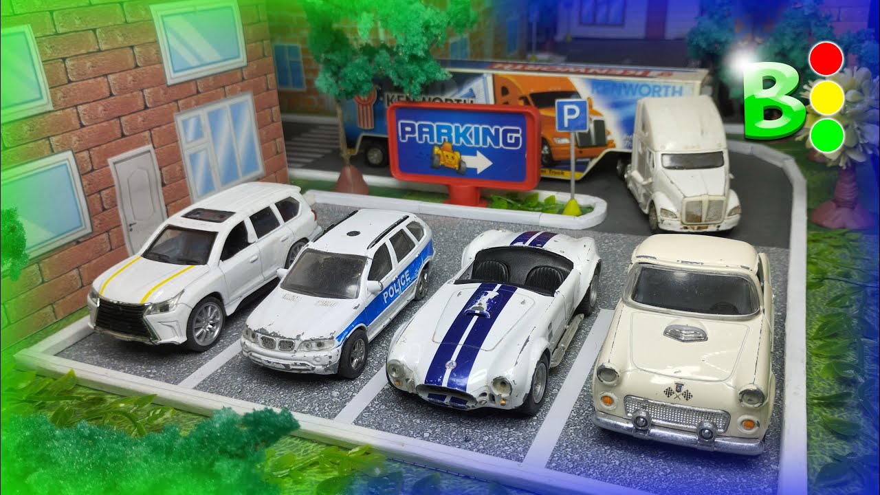 Cartoon about cars. Tractor, candy, racer and repair. Bakalok