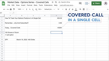 How To Track A Covered Call Options Position In Google Sheets in A Single Cell