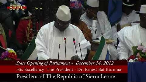 Former President Dr. Ernest Bai koroma Addressed Sierra Leone Parliament in 2014.