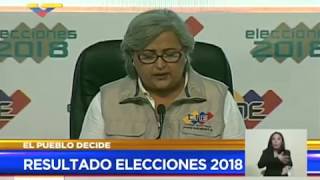 Tibisay Lucena anuncia resultados de elecciones presidenciales 2018: Maduro vence a Falcón