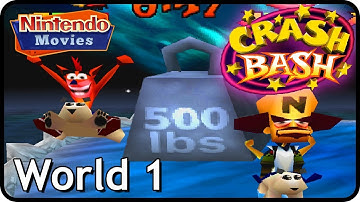 Crash Bash - Adventure Mode - World 1 (2 Players, All Gems, All Crystals)