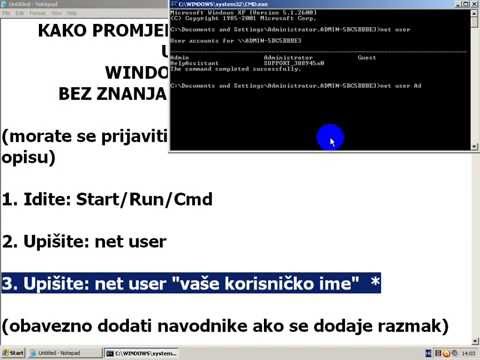 Video: Kako Promijeniti Lozinku U Windows XP-u