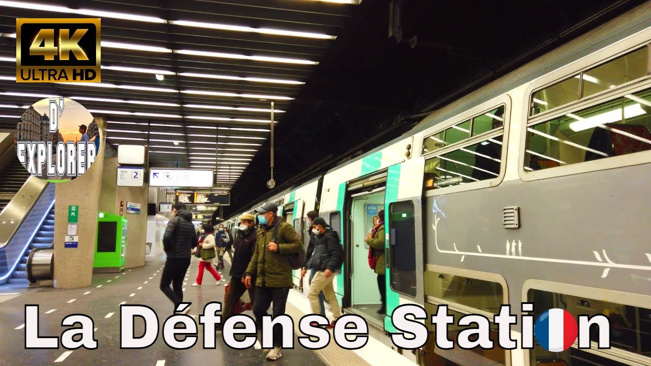 【4K】🇫🇷Paris SuburbTrain Station》La Défense Gare,Metro,RER, Transilien,SNCF and Île-de-France tramway
