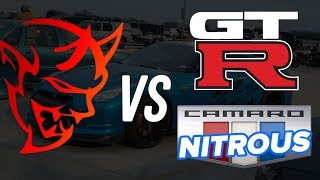 Rocket Boy REMATCH 🚀 and the Nitrous Camaro  | Dodge Demon vs GTR & Nitrous Camaro