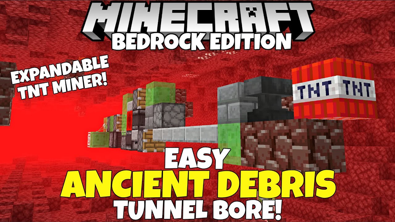 Minecraft Bedrock ANCIENT DEBRIS Tunnel Bore Tutorial! MCPE Xbox PC