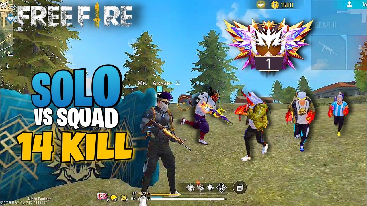 SOLO VS SQUAD BR RANKED MATCH 14 KILL GARENA FREE FIRE MAX - YouTube