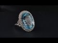 STUNNING JAMBO SIZED 27.0 CT INTENSE BLUE AQUAMARINE &amp; DIAMOND VINTAGE RING!