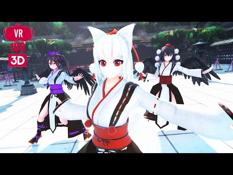 [MMD VR180 3D][4K][東方MMD] WAVE [射命丸文・犬走椛・姫海棠はたて]