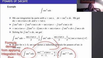 Calculus II, Lecture 9, V6 powers of Tan and Sec
