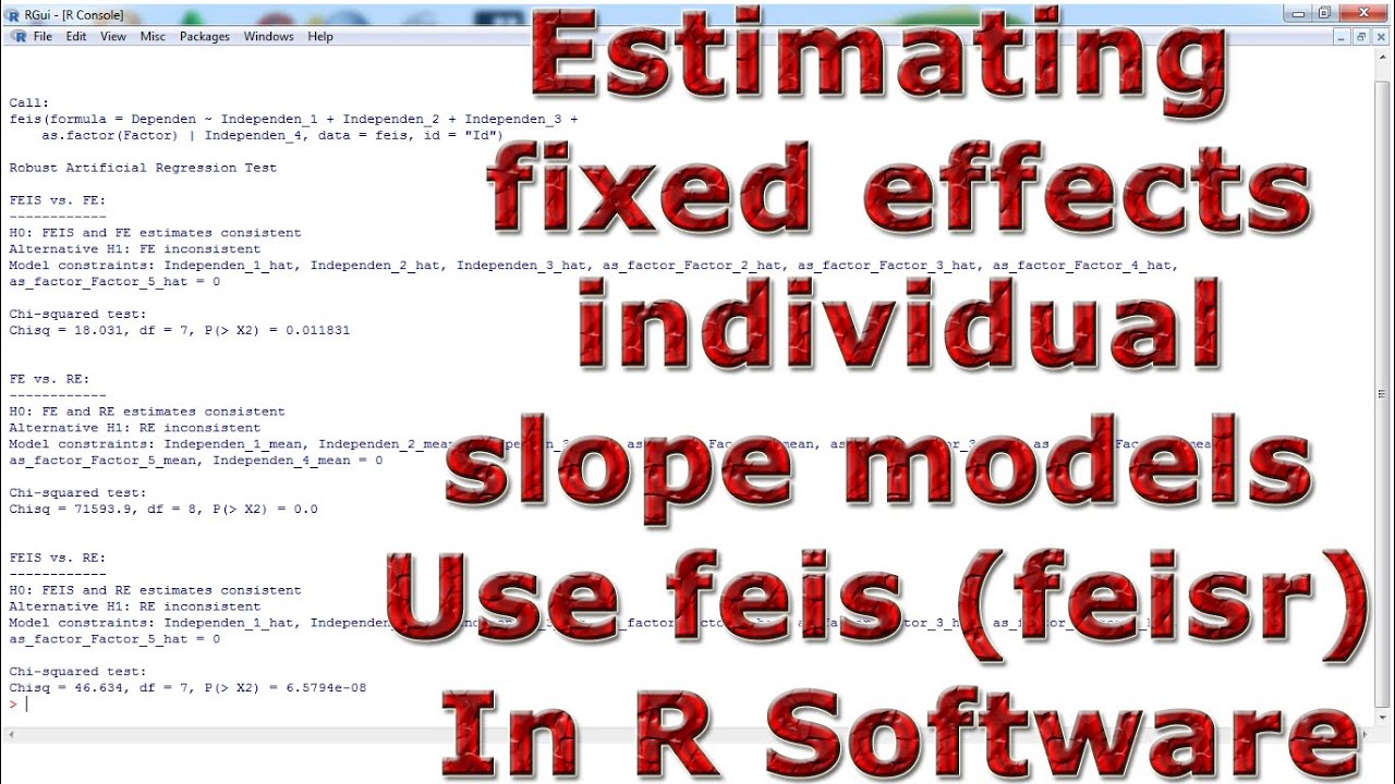Estimating fixed effects individual slope models Use feis (feisr) With ...