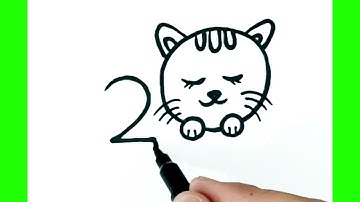 How to Draw a Cat from Number 200 | Easy Drawing for Kids | Drawing Tutorial 