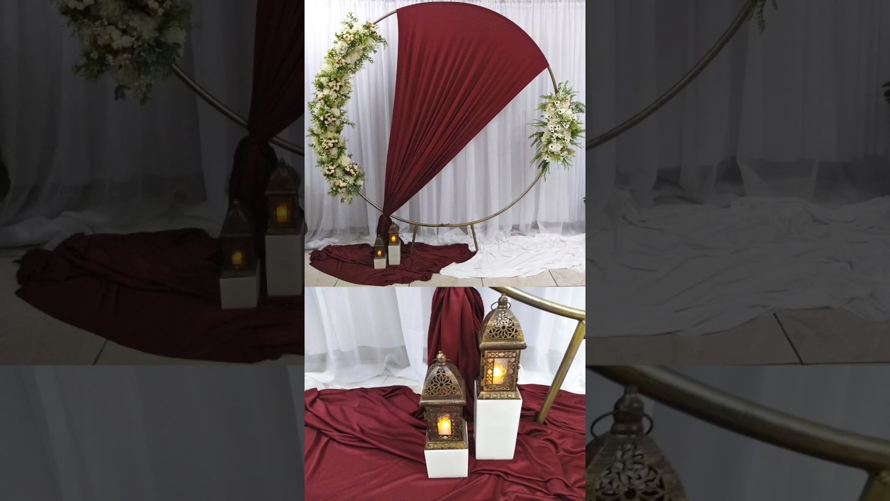 Transforme sua festa com um arco floral deslumbrante 🥰 em tons Marsala! Painel Redondo