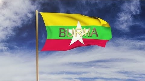 4K Burma flag with title waving in the wind. Looping sun rises style. Animation loop Stock video