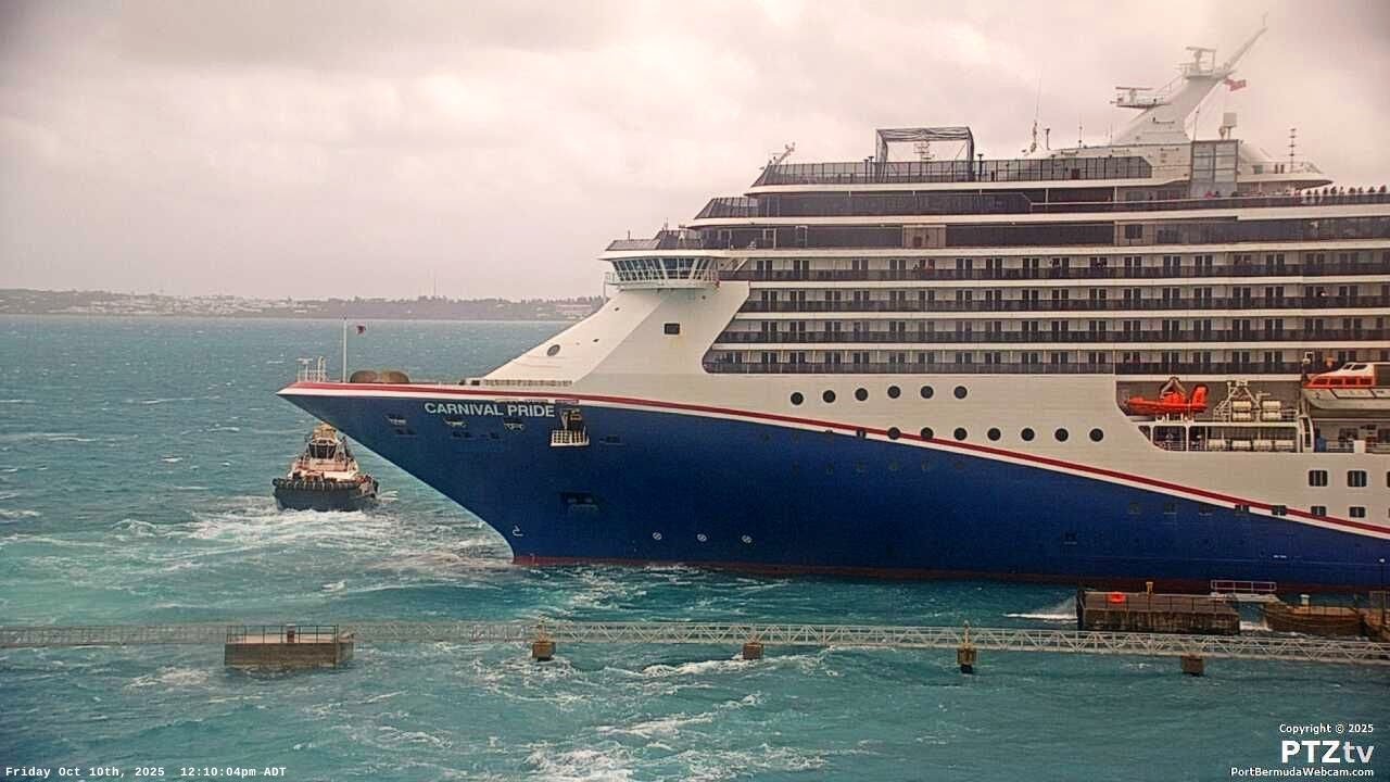 Stormy Departure from Bermuda for Carnival Pride on 10/10/2025