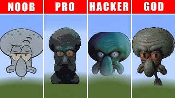 PIXEL ART NOOB VS PRO VS HACKER VS GOD SQUIDWARD IN MINECRAFT
