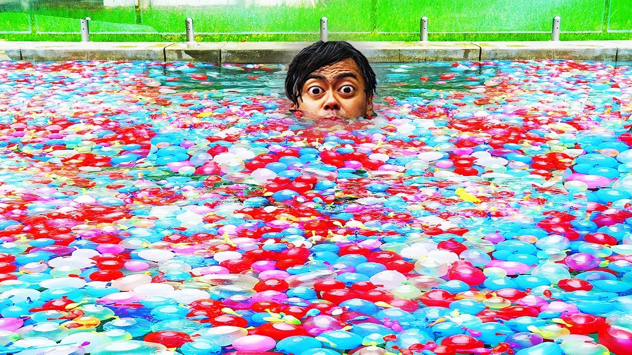I Filled My Swimming Pool with 10,000 Water Balloons! YouTube