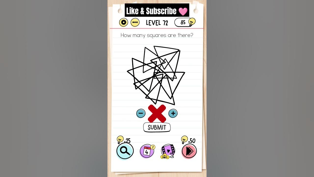 How Many Squares Are There? Brain Test Level 72 YouTube