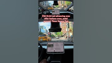 FSD 13.2.8 not turning after humans cross, pedal pressed. Times Square Test #teslafsd #fsdbeta #fsd
