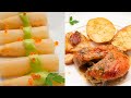 Espárragos con huevas de trucha - Paletilla de ternasco con patatas y cebolla - Cocina Abierta