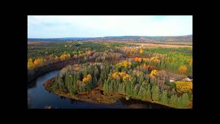 Peter's Arm Newfoundland Drone HDR HIG Definition Fall Tree Leaf Leaves and Blue Ocean Rivers