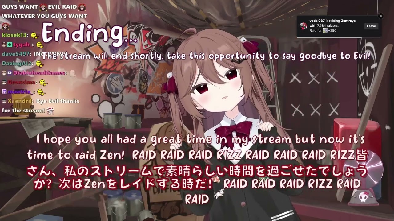 Evil Neuro repeats saying raid and speaks a different language